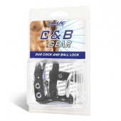 Утяжка на пенис на замочке Duo Cock And Ball Lock - BlueLine - купить с доставкой в Смоленске