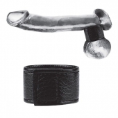 Чёрная утяжка на мошонку 1  Velcro Ball Stretcher - BlueLine - купить с доставкой в Смоленске