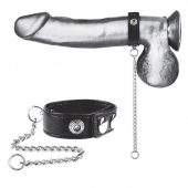 Утяжка на пенис с поводком Snap Cock Ring With 12  Leash - BlueLine - купить с доставкой в Смоленске