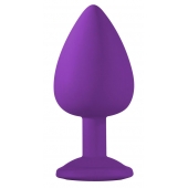 Большая фиолетовая анальная пробка Emotions Cutie Large с голубым кристаллом - 10 см. - Lola Games - купить с доставкой в Смоленске