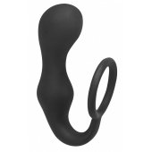Чёрное эрекционное кольцо с анальной пробкой Double Pleasure Anal Plug - Lola Games - в Смоленске купить с доставкой