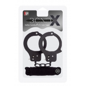 Чёрные наручники из листового металла в комплекте с веревкой BONDX METAL CUFFS LOVE ROPE SET - Dream Toys - купить с доставкой в Смоленске