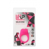 Розовое эрекционное кольцо с щеточкой LIT-UP SILICONE STIMU RING 5 - Dream Toys - в Смоленске купить с доставкой