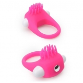 Розовое эрекционное кольцо с щеточкой LIT-UP SILICONE STIMU RING 5 - Dream Toys - в Смоленске купить с доставкой