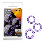 Набор из 3 фиолетовых эрекционных колец Stay Hard Beaded Cockrings - Blush Novelties - в Смоленске купить с доставкой