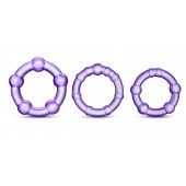 Набор из 3 фиолетовых эрекционных колец Stay Hard Beaded Cockrings - Blush Novelties - в Смоленске купить с доставкой