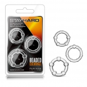Набор из 3 прозрачных эрекционных колец Stay Hard Beaded Cockrings - Blush Novelties - в Смоленске купить с доставкой