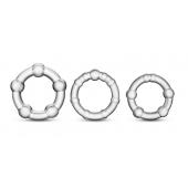 Набор из 3 прозрачных эрекционных колец Stay Hard Beaded Cockrings - Blush Novelties - в Смоленске купить с доставкой