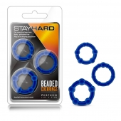 Набор из 3 синих эрекционных колец Stay Hard Beaded Cockrings - Blush Novelties - в Смоленске купить с доставкой