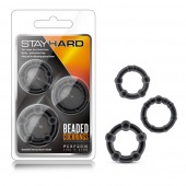 Набор из 3 чёрных эрекционных колец Stay Hard Beaded Cockrings - Blush Novelties - в Смоленске купить с доставкой