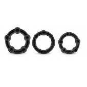 Набор из 3 чёрных эрекционных колец Stay Hard Beaded Cockrings - Blush Novelties - в Смоленске купить с доставкой