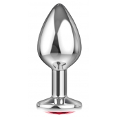 Большая серебристая анальная пробка Diamond Red Sparkle Large с красным кристаллом - 8 см. - Lola Games - купить с доставкой в Смоленске