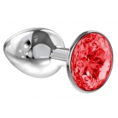 Малая серебристая анальная пробка Diamond Red Sparkle Small с красным кристаллом - 7 см. - Lola Games - купить с доставкой в Смоленске