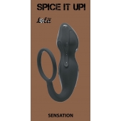 Серое эрекционное кольцо Sensation с анальным стимулятором - Lola Games - в Смоленске купить с доставкой