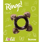 Чёрное эрекционное кольцо Rings Screw - Lola Games - в Смоленске купить с доставкой