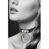 Черный чокер с двумя кольцами - Bijoux Pour Toi - купить с доставкой в Смоленске