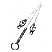 Черно-серебристые зажимы для сосков с кольцом для пениса TOYFA Metal - ToyFa - купить с доставкой в Смоленске