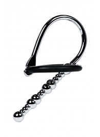 Серебристый уретральный плаг-бусины TOYFA Metal с мягким фиксириющим кольцом - ToyFa - купить с доставкой в Смоленске