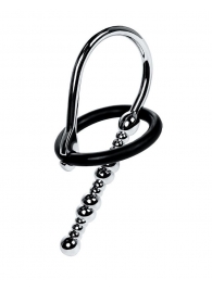 Серебристый уретральный плаг-бусины TOYFA Metal с мягким фиксириющим кольцом - ToyFa - купить с доставкой в Смоленске