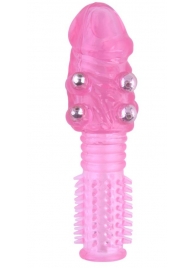Стимулирующая розовая насадка с шишечками и шипами - 13,5 см. - Toyfa Basic - в Смоленске купить с доставкой