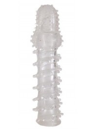 Прозрачная, закрытая насадка с шипами и точками - 13,5 см. - Toyfa Basic - в Смоленске купить с доставкой
