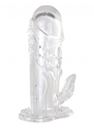 Прозрачная гелевая насадка с клиторальным отростком - 13 см. - Toyfa Basic - в Смоленске купить с доставкой