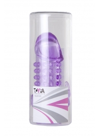 Закрытая фиолетовая насадка с 2 отростками - 13 см. - Toyfa Basic - в Смоленске купить с доставкой