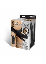 Полый страпон с двумя отростками и вибрацией Unisex Vibrating Hollow Strap-On Double Penetrating Dildo - 17,8 см. - Lux Fetish - купить с доставкой в Смоленске