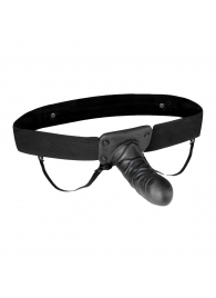 Чёрный полый страпон с вибрацией Unisex Vibrating Hollow Strap-On - 14 см. - Lux Fetish - купить с доставкой в Смоленске