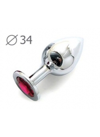 Коническая серебристая анальная втулка с малиновым кристаллом - 8,2 см. - Anal Jewelry Plug - купить с доставкой в Смоленске