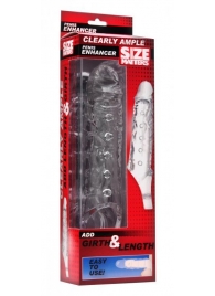Прозразная закрытая насадка на пенис с поддержкой мошонки Clearly Ample Penis Enhancer - 22 см. - XR Brands - в Смоленске купить с доставкой