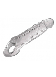 Прозразная закрытая насадка на пенис с поддержкой мошонки Clearly Ample Penis Enhancer - 22 см. - XR Brands - в Смоленске купить с доставкой