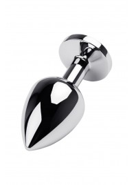 Серебристая коническая анальная пробка с красным кристаллом - 8 см. - ToyFa - купить с доставкой в Смоленске