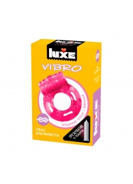 Розовое эрекционное виброкольцо Luxe VIBRO  Ужас Альпиниста  + презерватив - Luxe - в Смоленске купить с доставкой