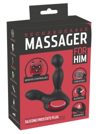 Черный вибромассажер простаты с нагревом и ротацией Prostate Plug - 14,5 см. - Orion - в Смоленске купить с доставкой