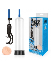Прозрачная вакуумная помпа Sex Expert с насадкой-вагиной - Sex Expert - в Смоленске купить с доставкой