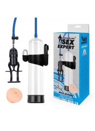 Прозрачная вакуумная вибропомпа Sex Expert с насадкой-вагиной - Sex Expert - в Смоленске купить с доставкой