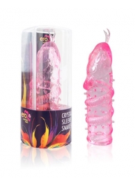 Закрытая рельефная насадка Crystal sleeve snakes в виде змеи с усиками - 14 см. - Erowoman-Eroman - в Смоленске купить с доставкой
