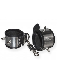 Серебристо-черные наручники с шипами и металлическим блеском - Sitabella - купить с доставкой в Смоленске