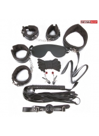 Большой игровой набор БДСМ: наручники, оковы, маска, кляп, плеть, ошейник с поводком, верёвка, зажимы для сосков - Notabu - купить с доставкой в Смоленске