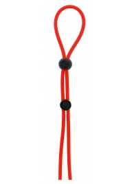 Красное лассо на пенис с двумя бусинами STRETCHY LASSO CAGE - Dream Toys - в Смоленске купить с доставкой