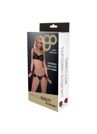 Красно-чёрные наручники на металлической цепочке - Blush Novelties - купить с доставкой в Смоленске