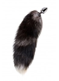 Серебристая металлическая анальная втулка с хвостом чернобурой лисы - размер S - ToyFa - купить с доставкой в Смоленске