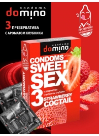 Презервативы для орального секса DOMINO Sweet Sex с ароматом клубничного коктейля  - 3 шт. - Domino - купить с доставкой в Смоленске