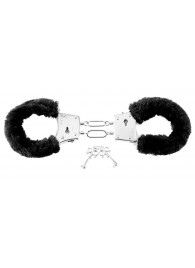 Меховые чёрные наручники Beginner s Furry Cuffs - Pipedream - купить с доставкой в Смоленске