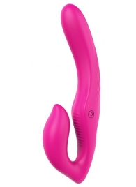 Ярко-розовый безремневой страпон REMOTE DOUBLE DIPPER - 22 см. - Dream Toys - купить с доставкой в Смоленске