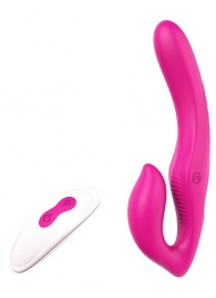 Ярко-розовый безремневой страпон REMOTE DOUBLE DIPPER - 22 см. - Dream Toys - купить с доставкой в Смоленске