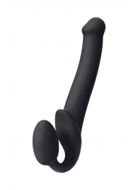 Черный безремневой страпон Silicone Bendable Strap-On M - Strap-on-me - купить с доставкой в Смоленске