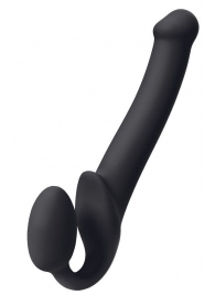Черный безремневой страпон Silicone Bendable Strap-On M - Strap-on-me - купить с доставкой в Смоленске