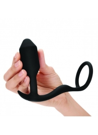 Черное эрекционное кольцо с анальным плагом Snug   Tug - b-Vibe - в Смоленске купить с доставкой